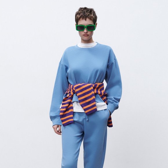 ZARA Plush Crew Neck Sweatshirt - Picture 1 of 3
